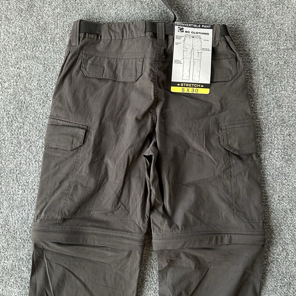 BC Clothing Pants Men 32 X 24 Short Convertible Cargo Shorts Grey New NWT Boys - Picture 11 of 11
